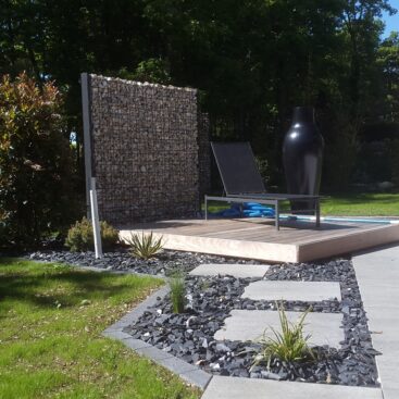 aménagement piscine massif ardoise gabion Acti Sud Paysage paysagiste Dijon