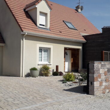 rénovation jardin maison mur clôture bi muro portail alu motorisé pavage massifs aménagements Actisud Paysage paysagiste Dijon