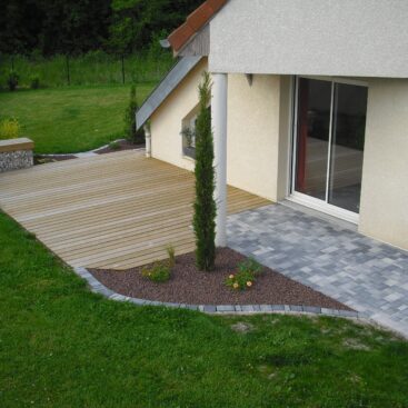 banc gabion terrasse bois pavage Actisud Paysage paysagiste Dijon