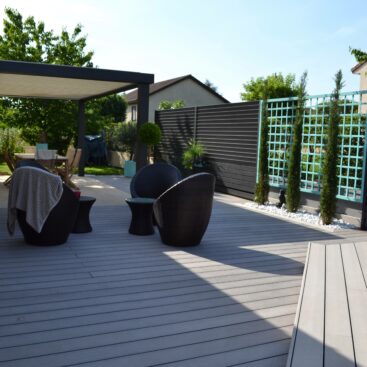 terrasse bois composite treillage brise vue spa pergola Acti Sud Paysage paysagiste Dijon