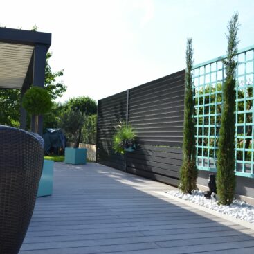 terrasse bois composite pergola brise vue aluminium Acti Sud Paysage paysagiste Dijon