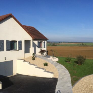 allée pavée piétonne sans marche Birkenmeïer Umbriano descente de garage enrobé Acti Sud Paysage paysagiste Dijon